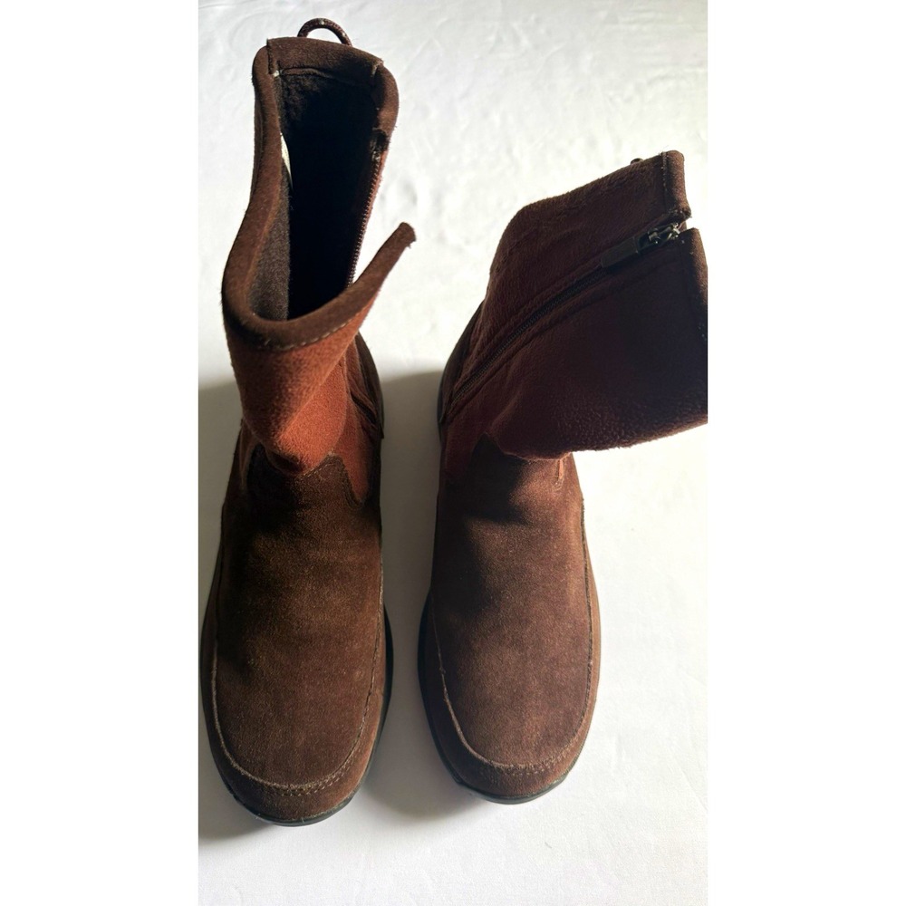 L.L.Bean women Brown Suede Ankle Boots Zip, Round Toe, Rubber Sole Sz 8 M